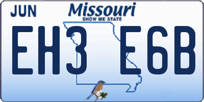 MO license plate EH3E6B