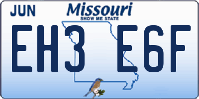 MO license plate EH3E6F