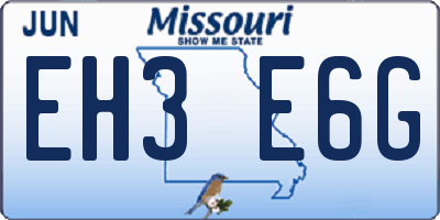 MO license plate EH3E6G