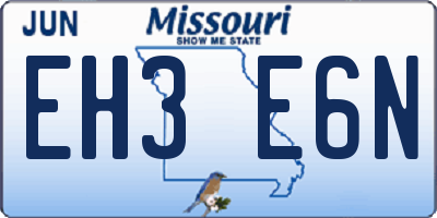MO license plate EH3E6N