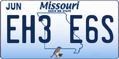 MO license plate EH3E6S