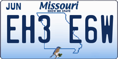 MO license plate EH3E6W