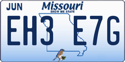 MO license plate EH3E7G