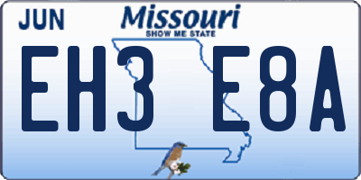 MO license plate EH3E8A