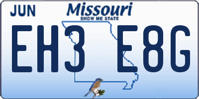 MO license plate EH3E8G