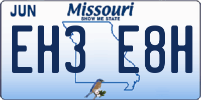 MO license plate EH3E8H