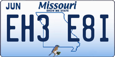 MO license plate EH3E8I