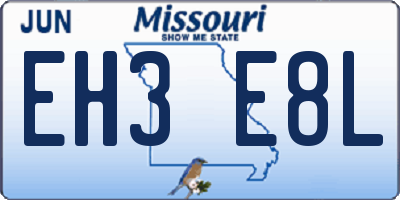 MO license plate EH3E8L