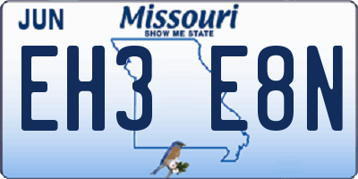MO license plate EH3E8N