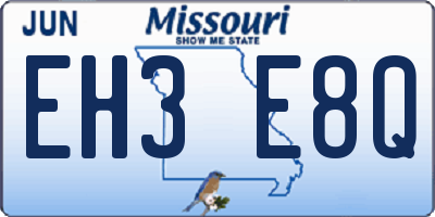 MO license plate EH3E8Q