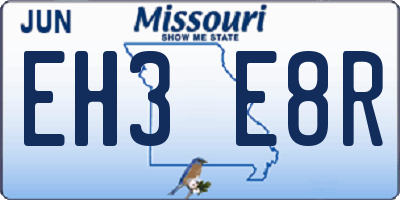 MO license plate EH3E8R