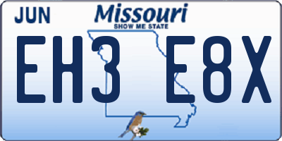 MO license plate EH3E8X