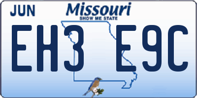 MO license plate EH3E9C