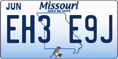 MO license plate EH3E9J