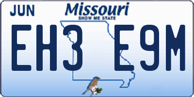 MO license plate EH3E9M