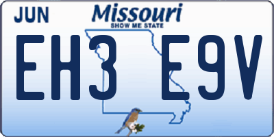 MO license plate EH3E9V