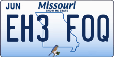MO license plate EH3F0Q