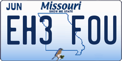 MO license plate EH3F0U