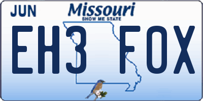 MO license plate EH3F0X