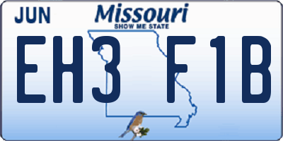 MO license plate EH3F1B