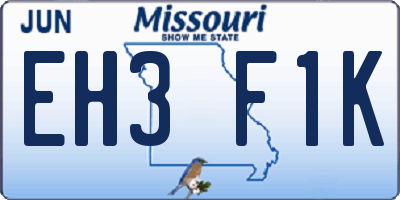 MO license plate EH3F1K