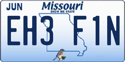 MO license plate EH3F1N