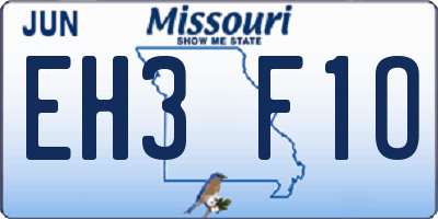 MO license plate EH3F1O