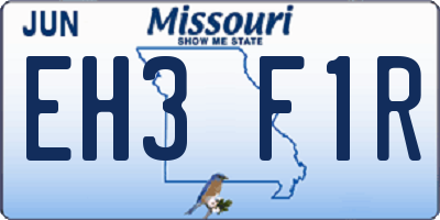 MO license plate EH3F1R