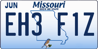 MO license plate EH3F1Z
