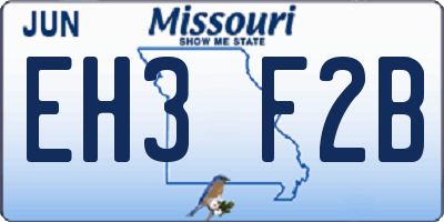 MO license plate EH3F2B