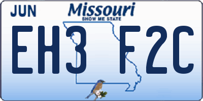 MO license plate EH3F2C