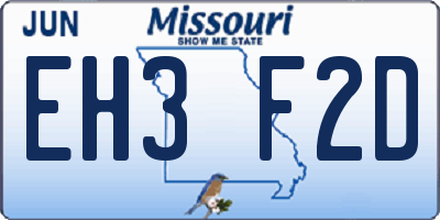 MO license plate EH3F2D