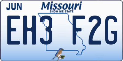 MO license plate EH3F2G
