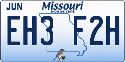MO license plate EH3F2H