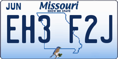 MO license plate EH3F2J