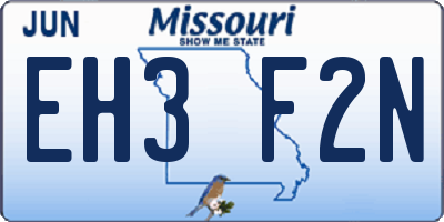 MO license plate EH3F2N