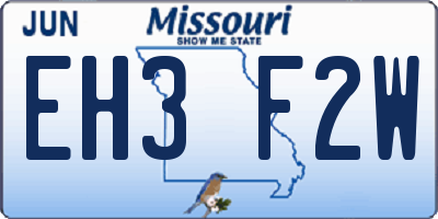 MO license plate EH3F2W
