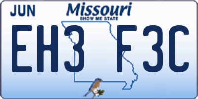 MO license plate EH3F3C