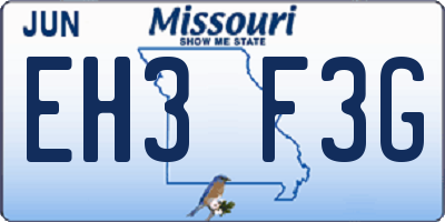 MO license plate EH3F3G