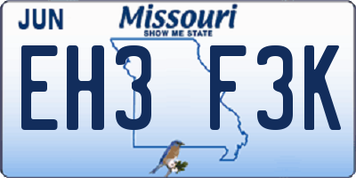 MO license plate EH3F3K