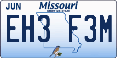 MO license plate EH3F3M