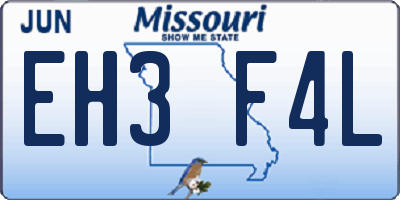 MO license plate EH3F4L