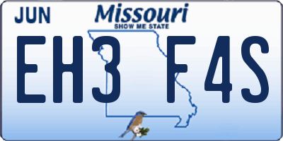 MO license plate EH3F4S