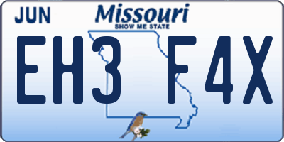MO license plate EH3F4X