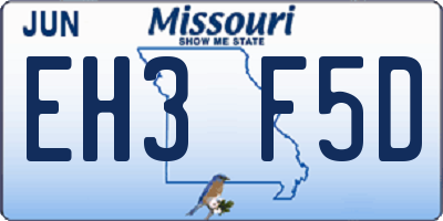 MO license plate EH3F5D