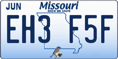 MO license plate EH3F5F