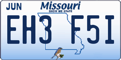 MO license plate EH3F5I