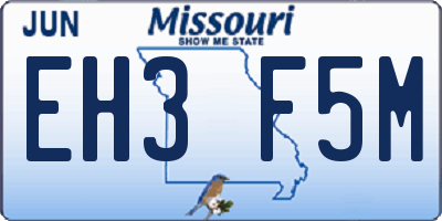 MO license plate EH3F5M
