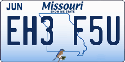MO license plate EH3F5U
