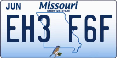 MO license plate EH3F6F